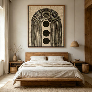 Nested Arches and Three Circles | Textured Geometric Wall Art