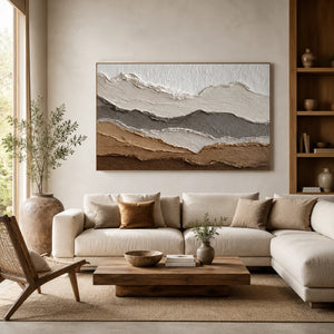 3D Textured Abstract Art | Earth Tone Mountain Range