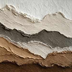 3D Textured Abstract Art | Earth Tone Mountain Range