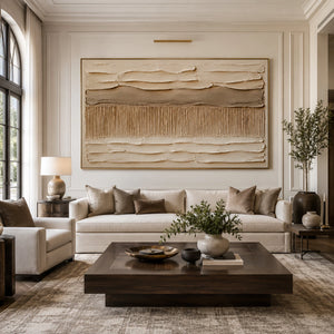 Layered Textured Stripes | beige brown neutral wall hanging