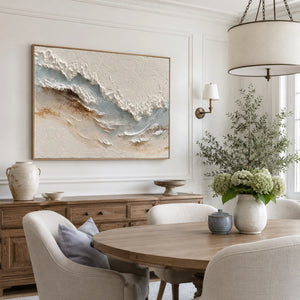 White Foamy Beach Waves | Thick Impasto Canvas Painting