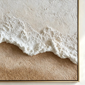 Warm‑Beige Drift Ripple | 3D Impasto Wall Art