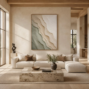 Flowing Clay Waves｜neutral textured wall art
