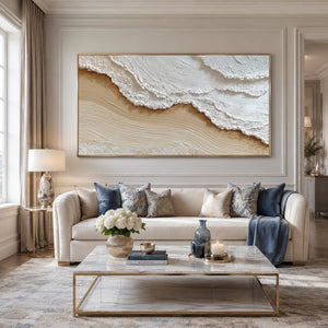 Wave Edge Textured Layers | off‑white warm neutral wall hanging