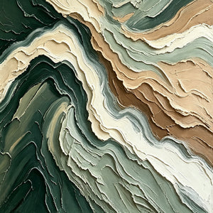 Forest Green and Sandstone Flow | Textured Abstract Wall Art