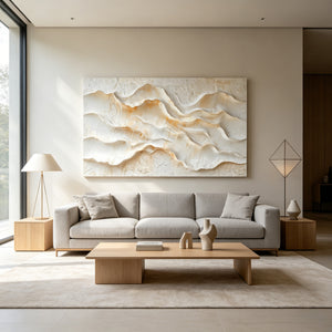 3D Textured Art | Ivory Mountain Waves