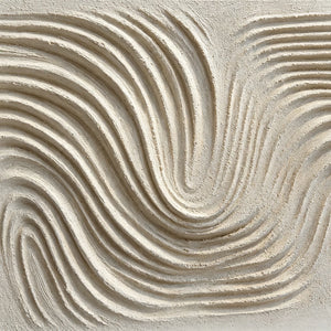 Minimal Thick‑Texture Abstract Art | Cream Vortex Flow