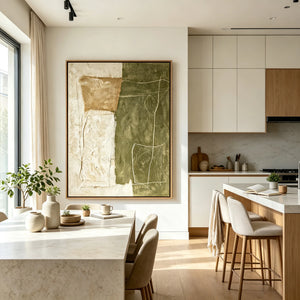 Olive and Ochre Composition | Textured Abstract Wall Art