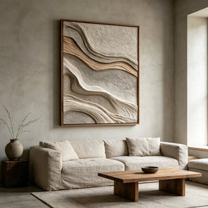 Flowing Sandstone Ridges | Textured Neutral Abstract Wall Art