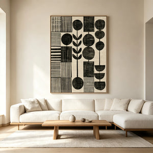 Botanical Shapes and Bold Stripes | Textured Geometric Wall Art