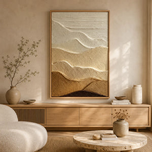 3D Textured Abstract Art | Neutral Mountain Range