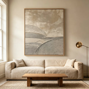 Rolling Dunes in Neutral Tones | Textured Abstract Landscape Wall Art