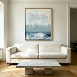 Misty Blue Horizon | Abstract Coastal Wall Art