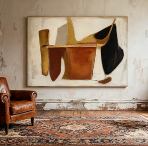 Mid-Century Abstract Art | Terracotta Geometric Forms