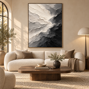 Monochrome Waves | Textured Abstract Wall Art
