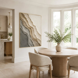Ash Layered Waves｜neutral textured wall art