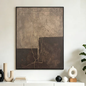 Wabi Sabi Textured Abstract Painting | Cracked Geometry