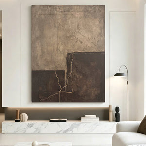 Wabi Sabi Textured Abstract Painting | Cracked Geometry