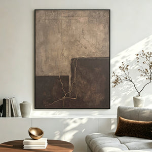 Wabi Sabi Textured Abstract Painting | Cracked Geometry