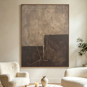Wabi Sabi Textured Abstract Painting | Cracked Geometry