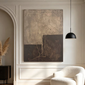Wabi Sabi Textured Abstract Painting | Cracked Geometry