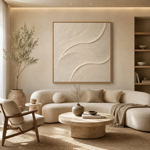 Gentle Surge | Off‑White Neutral Textured Wall Art