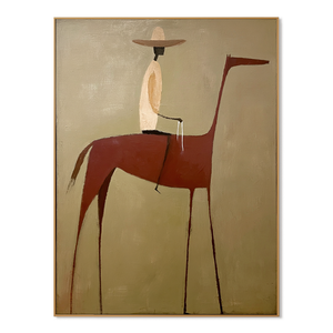 Rider on a Rust Red Horse | Minimalist Figurative Wall Art