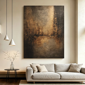 Dark Earth Tone Abstract Texture Art | Dusk City Glow