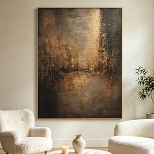 Dark Earth Tone Abstract Texture Art | Dusk City Glow