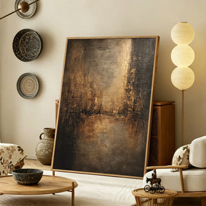 Dark Earth Tone Abstract Texture Art | Dusk City Glow