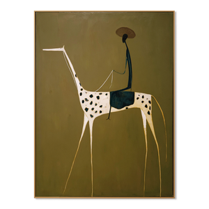 Rider on a Spotted Ivory Horse | Whimsical Figurative Wall Art