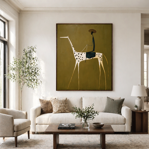 Rider on a Spotted Ivory Horse | Whimsical Figurative Wall Art