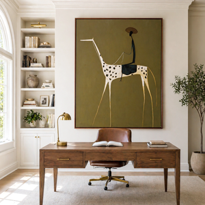 Rider on a Spotted Ivory Horse | Whimsical Figurative Wall Art