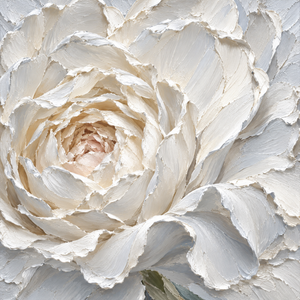 Ivory Petals in Bloom | Textured Floral Wall Art