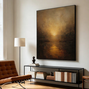 Abstract Textured Art | Golden Nocturne Lake