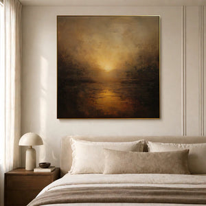Abstract Textured Art | Golden Nocturne Lake