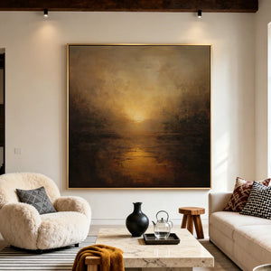 Abstract Textured Art | Golden Nocturne Lake
