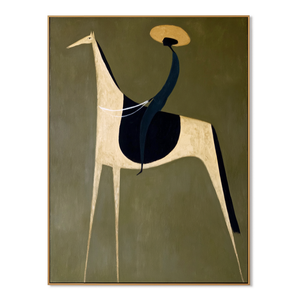 Golden Hat Rider on an Ivory Horse | Abstract Figurative Wall Art