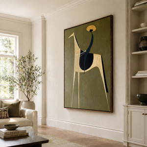 Golden Hat Rider on an Ivory Horse | Abstract Figurative Wall Art