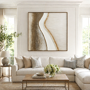 Winding Ivory River | Textured Neutral Abstract Wall Art