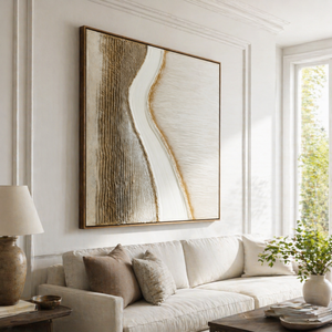 Winding Ivory River | Textured Neutral Abstract Wall Art