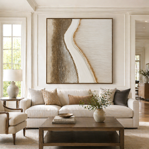 Winding Ivory River | Textured Neutral Abstract Wall Art