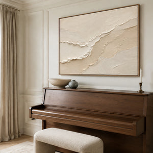 Beige & Brown Stripe Plaster Abstract | 3D Textured Wall Art