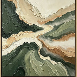 Winding Valley in Sage and Ivory | Textured Abstract Wall Art
