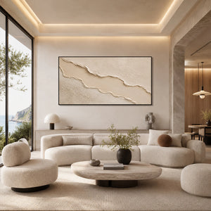 Cream Wave Flow | neutral textured wall art