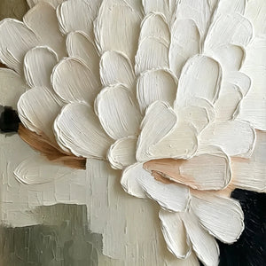 Ivory Petal Study | 3D Textured Floral Art