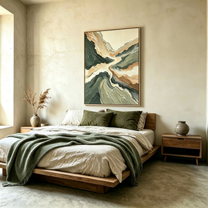 Winding Valley in Sage and Ivory | Textured Abstract Wall Art