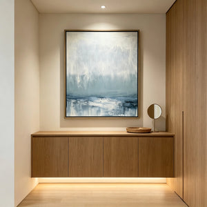 Misty Blue Horizon | Abstract Coastal Wall Art