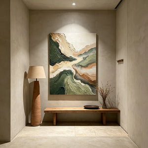 Winding Valley in Sage and Ivory | Textured Abstract Wall Art