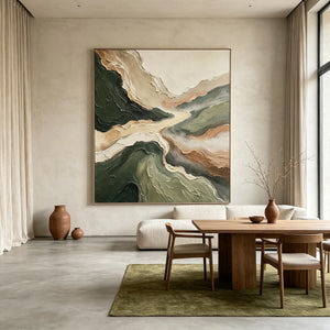 Winding Valley in Sage and Ivory | Textured Abstract Wall Art